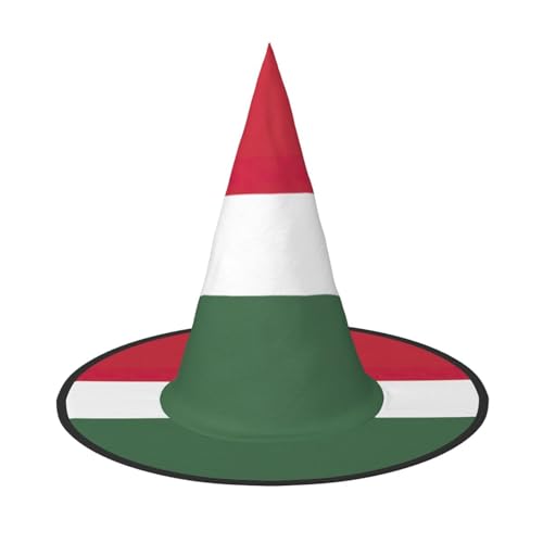 YHBLYKXP Flagge von Ungarn, verstellbarer Halloween-Hexenhut mit faltbarer Krempe, für Kostümparty, Karneval, Maskenball von YHBLYKXP