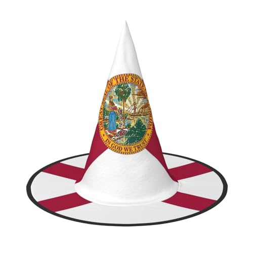 YHBLYKXP Florida-Staatsflagge, verstellbarer Halloween-Hexenhut mit faltbarer Krempe, für Kostümparty, Karneval, Maskenball von YHBLYKXP