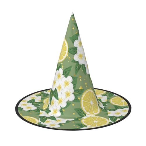 YHBLYKXP Fresh Lemon verstellbarer Halloween-Hexenhut mit faltbarer Krempe für Kostümparty, Karneval, Maskenball von YHBLYKXP