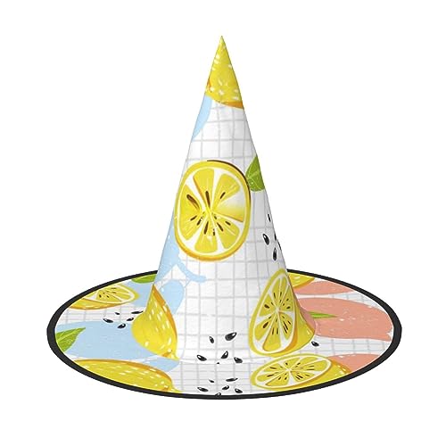 YHBLYKXP Fruits Lemon verstellbarer Halloween-Hexenhut mit faltbarer Krempe für Kostümparty, Karneval, Maskenball YHBLYKXP Fruits Lemon verstellbarer Halloween-Hexenhut mit faltbarer Krempe für Kostümparty, Karneval, Maskenball von YHBLYKXP