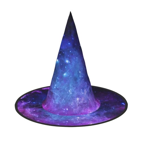 YHBLYKXP Galaxie Verstellbarer Halloween-Hexenhut mit faltbarer Krempe für Kostümparty, Karneval, Maskenball von YHBLYKXP