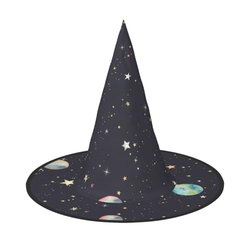 YHBLYKXP Galaxy.. verstellbarer Halloween-Hexenhut mit faltbarer Krempe für Kostümparty, Karneval, Maskenball von YHBLYKXP
