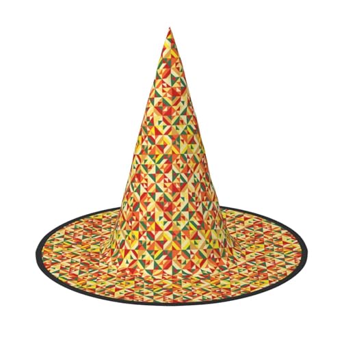 YHBLYKXP Geometrischer verstellbarer Halloween-Hexenhut mit faltbarer Krempe für Kostümparty, Karneval, Maskenball von YHBLYKXP