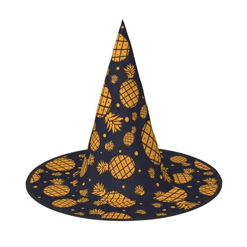 YHBLYKXP Goldener Ananas-Hexenhut mit faltbarer Krempe, verstellbar, für Kostümpartys, Karneval, Maskenball von YHBLYKXP