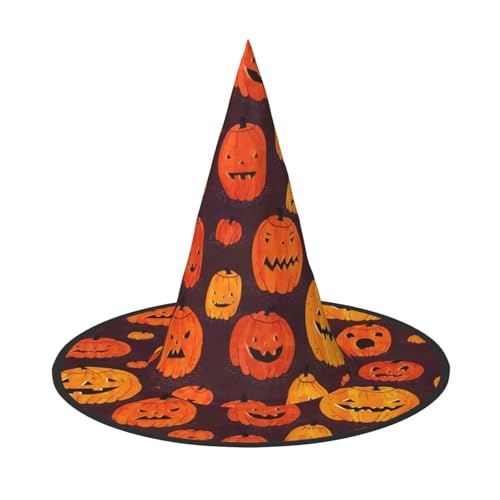 YHBLYKXP Halloween-Kürbis-Hexenhut mit faltbarer Krempe, verstellbar, für Kostümparty, Karneval, Maskenball von YHBLYKXP