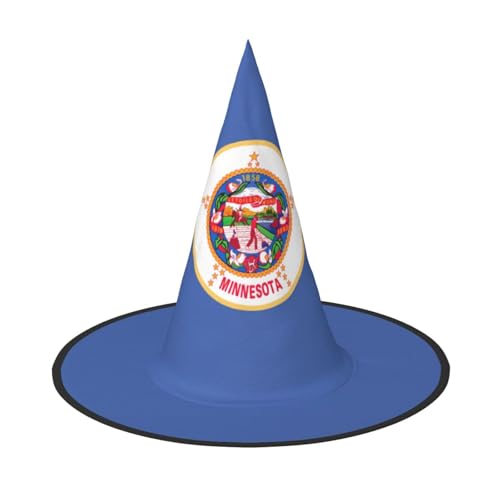 YHBLYKXP Minnesota Staatsflagge, verstellbarer Halloween-Hexenhut mit faltbarer Krempe, für Kostümparty, Karneval, Maskenball von YHBLYKXP