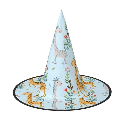 YHBLYKXP Niedliche Giraffen-Blumen, verstellbarer Halloween-Hexenhut mit faltbarer Krempe, für Kostümparty, Karneval, Maskenball YHBLYKXP Niedliche Giraffen-Blumen, verstellbarer Halloween-Hexenhut mit faltbarer Krempe, für Kostümparty, Karneval, Maskenball von YHBLYKXP