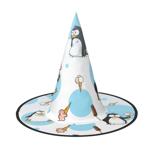 YHBLYKXP Niedliche Pinguine, verstellbarer Halloween-Hexenhut mit faltbarer Krempe, für Kostümparty, Karneval, Maskenball von YHBLYKXP