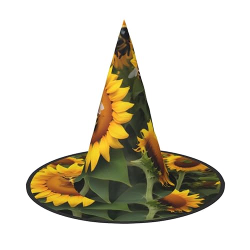 YHBLYKXP Sonnenblumen-Bienen, verstellbarer Halloween-Hexenhut mit faltbarer Krempe, für Kostümparty, Karneval, Maskenball YHBLYKXP Sonnenblumen-Bienen, verstellbarer Halloween-Hexenhut mit faltbarer Krempe, für Kostümparty, Karneval, Maskenball von YHBLYKXP