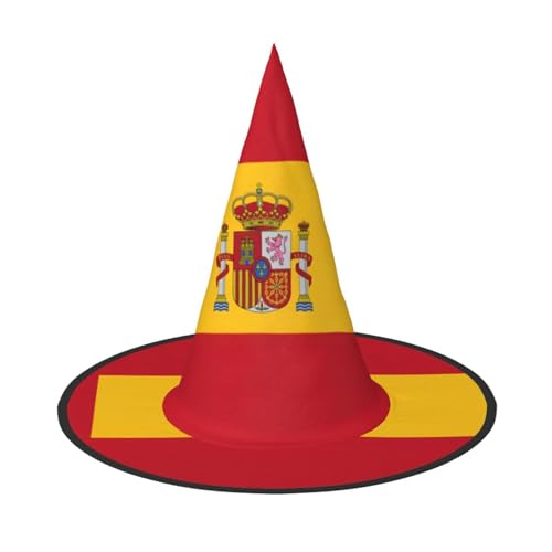 YHBLYKXP Spanische Flagge, verstellbarer Halloween-Hexenhut mit faltbarer Krempe, für Kostümparty, Karneval, Maskenball von YHBLYKXP