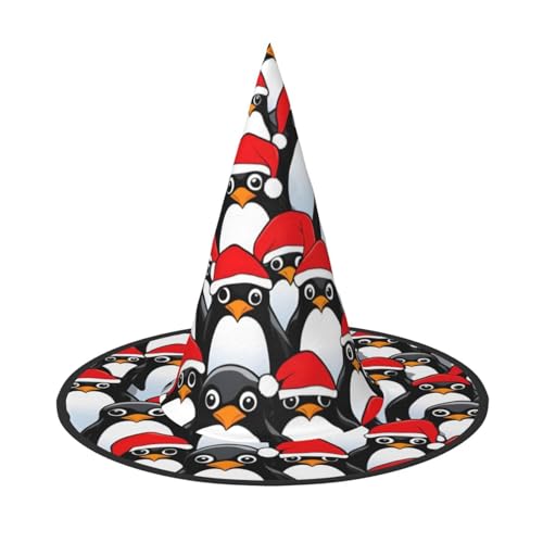YHBLYKXP Weihnachtspinguine, verstellbarer Halloween-Hexenhut mit faltbarer Krempe, für Kostümparty, Karneval, Maskenball von YHBLYKXP