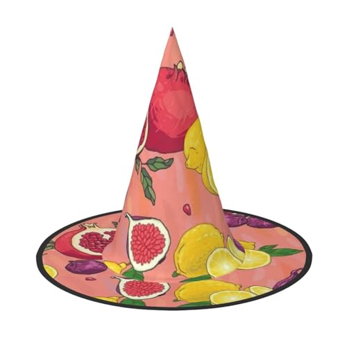 YHBLYKXP exotische Früchte, verstellbarer Halloween-Hexenhut mit faltbarer Krempe, für Kostümparty, Karneval, Maskenball von YHBLYKXP