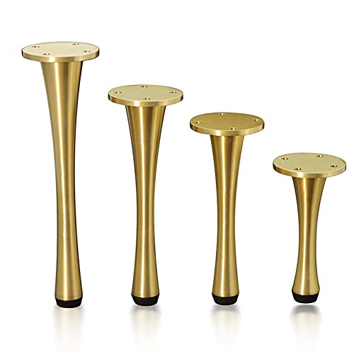 YHBZ 4-teiliges Möbelbein/Möbelfüße,Tischbeine aus massivem Messing,Stützfüße aus Metall,Goldener Ersatzfuß für Möbel,Stark verdickt,Höhenverstellbar,Last 1000 kg,80mm/3in von YHBZ