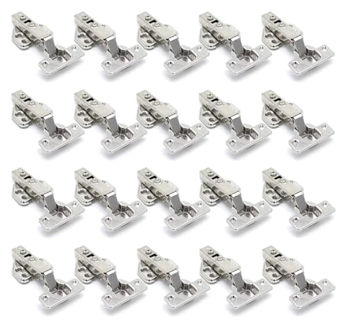 YHDMBBSHNB Aufschraubscharnier, Scharniere für Schranktüren, Hydraulische Scharniere, Schränke, Möbel, ohne Bohren, Fester Edelstahl(20PCS) von YHDMBBSHNB