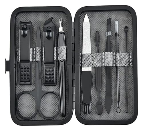 YHDMBBSHNB Nagelknipser Set, Maniküre Set, Schere Pinzette Ohr Pick Multi-Funktion Tägliche Hand Fuß Pflege Werkzeuge Set(Black) von YHDMBBSHNB