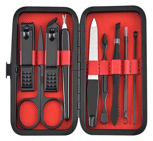 YHDMBBSHNB Nagelknipser Set, Maniküre Set, Schere Pinzette Ohr Pick Multi-Funktion Tägliche Hand Fuß Pflege Werkzeuge Set(Red) von YHDMBBSHNB