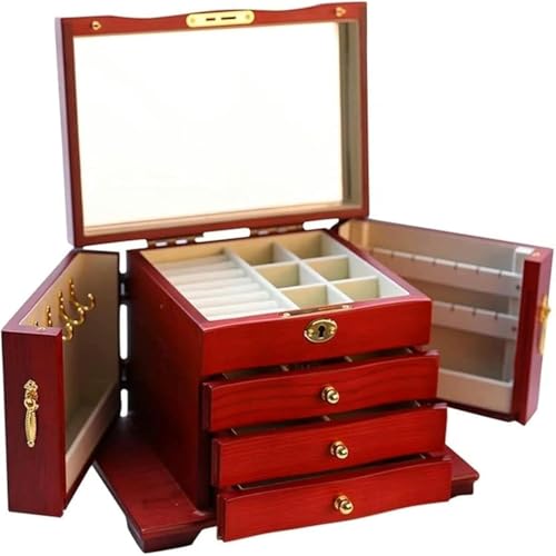 YHDMBBSHNB Schmuckkästchen, Schmuckschatulle aus Holz, Aufbewahrungsbox for Ohrringe, Ringe und Halsketten, Schmucketui YHDMBBSHNB Schmuckkästchen, Schmuckschatulle aus Holz, Aufbewahrungsbox for Ohrringe, Ringe und Halsketten, Schmucketui von YHDMBBSHNB