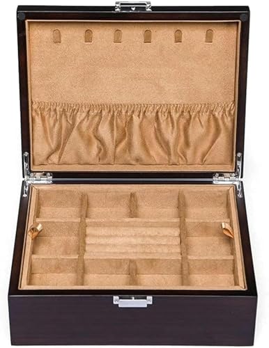 YHDMBBSHNB Schmuckkästchen, Schmuckschatulle aus Holz, Doppelschichtige Aufbewahrungsbox for Halsketten, Ringe und Ohrringe, Mehrzweck-Schmuck-Organizer, Schmuckschatulle von YHDMBBSHNB