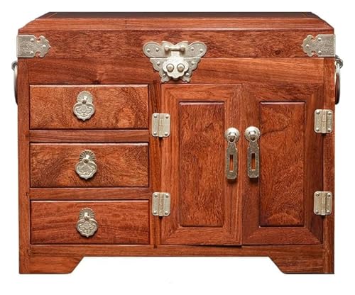 YHDMBBSHNB Schmuckkästchen, Schmuckschatulle aus Holz, Hölzerne Ankleidebox Ohrring Aufbewahrung Schmuck Organizer(Gold) von YHDMBBSHNB