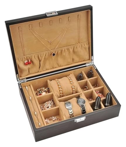 YHDMBBSHNB Schmuckkästchen, Schmuckschatulle aus Holz, Holz Samt Schmuck Organizer Schmuck Lagerung Box Große Kapazität Schmuck Display Ohrring Halter YHDMBBSHNB Schmuckkästchen, Schmuckschatulle aus Holz, Holz Samt Schmuck Organizer Schmuck Lagerung Box Große Kapazität Schmuck Display Ohrring Halter von YHDMBBSHNB