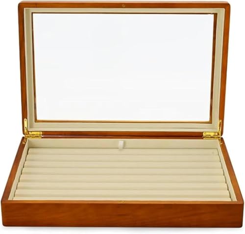 YHDMBBSHNB Schmuckkästchen, Schmuckschatulle aus Holz, Holz Schmuck Box Ringe Ohrringe Halsketten Display Fall Mit Deckel Vintage Organizer(Beige) von YHDMBBSHNB