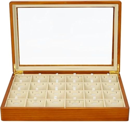 YHDMBBSHNB Schmuckkästchen, Schmuckschatulle aus Holz, Holz Schmuck Box Ringe Ohrringe Halsketten Display Fall Mit Deckel Vintage Organizer(Beige a) von YHDMBBSHNB