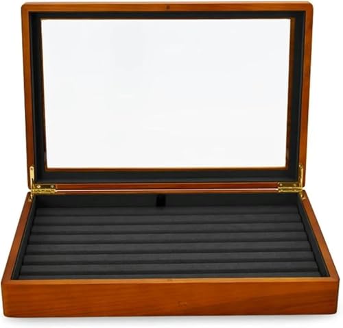 YHDMBBSHNB Schmuckkästchen, Schmuckschatulle aus Holz, Holz Schmuck Box Ringe Ohrringe Halsketten Display Fall Mit Deckel Vintage Organizer(Dark Gray) von YHDMBBSHNB