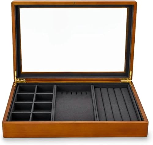 YHDMBBSHNB Schmuckkästchen, Schmuckschatulle aus Holz, Holz Schmuck Box Ringe Ohrringe Halsketten Display Fall Mit Deckel Vintage Organizer(Dark Gray B) von YHDMBBSHNB
