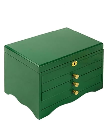 YHDMBBSHNB Schmuckkästchen, Schmuckschatulle aus Holz, Mehrschichtige Retro-Aufbewahrungsbox for Schmuck und Halsketten aus Holz mit Schließfächern(A) von YHDMBBSHNB