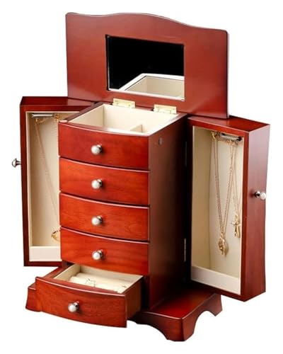 YHDMBBSHNB Schmuckkästchen, Schmuckschatulle aus Holz, Mehrschichtige Schubladen-Aufbewahrungsbox for Ringe, Ohrringe, Halsketten, Armbänder, Uhren, kleine Schmuckstücke YHDMBBSHNB Schmuckkästchen, Schmuckschatulle aus Holz, Mehrschichtige Schubladen-Aufbewahrungsbox for Ringe, Ohrringe, Halsketten, Armbänder, Uhren, kleine Schmuckstücke von YHDMBBSHNB