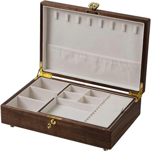 YHDMBBSHNB Schmuckkästchen, Schmuckschatulle aus Holz, Ring Ohrring Halskette Armband Uhr Aufbewahrungsbox Holz Schmuck 13,38 Zoll Boxen und Organisatoren(B) von YHDMBBSHNB