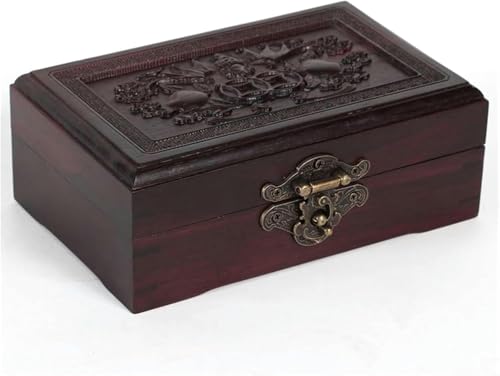YHDMBBSHNB Schmuckkästchen, Schmuckschatulle aus Holz, Ring Schmuckschatulle Vintage Schmuckschatulle Massivholz Aufbewahrungsbox von YHDMBBSHNB