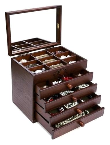YHDMBBSHNB Schmuckkästchen, Schmuckschatulle aus Holz, Schmuck-Organizer mit Spiegel, Geschnitzte Schmuckschatulle for Frauen YHDMBBSHNB Schmuckkästchen, Schmuckschatulle aus Holz, Schmuck-Organizer mit Spiegel, Geschnitzte Schmuckschatulle for Frauen von YHDMBBSHNB