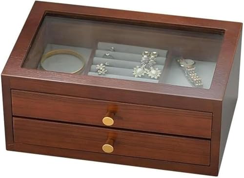 YHDMBBSHNB Schmuckkästchen, Schmuckschatulle aus Holz, Schmuckschatulle aus Holz mit Schublade, doppelte/dreifache Aufbewahrung for Ringe, Ohrringe, Halsketten und Armbänder YHDMBBSHNB Schmuckkästchen, Schmuckschatulle aus Holz, Schmuckschatulle aus Holz mit Schublade, doppelte/dreifache Aufbewahrung for Ringe, Ohrringe, Halsketten und Armbänder von YHDMBBSHNB
