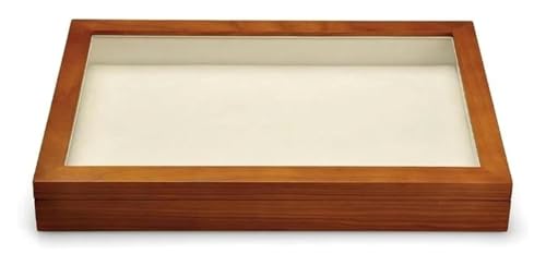 YHDMBBSHNB Schmuckkästchen, Schmuckschatulle aus Holz, Schmuckschatulle aus Holz mit durchsichtigem Deckel, stapelbare Aufbewahrungsboxen aus Massivholz for Schmuck(Beige) von YHDMBBSHNB