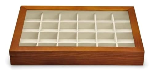 YHDMBBSHNB Schmuckkästchen, Schmuckschatulle aus Holz, Schmuckschatulle aus Holz mit durchsichtigem Deckel, stapelbare Aufbewahrungsboxen aus Massivholz for Schmuck(Beige B) von YHDMBBSHNB
