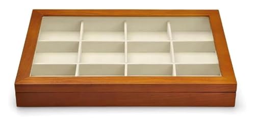 YHDMBBSHNB Schmuckkästchen, Schmuckschatulle aus Holz, Schmuckschatulle aus Holz mit durchsichtigem Deckel, stapelbare Aufbewahrungsboxen aus Massivholz for Schmuck(Beige a) von YHDMBBSHNB