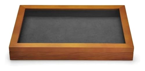 YHDMBBSHNB Schmuckkästchen, Schmuckschatulle aus Holz, Schmuckschatulle aus Holz mit durchsichtigem Deckel, stapelbare Aufbewahrungsboxen aus Massivholz for Schmuck(Dark Grey) von YHDMBBSHNB