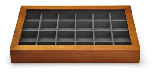 YHDMBBSHNB Schmuckkästchen, Schmuckschatulle aus Holz, Schmuckschatulle aus Holz mit durchsichtigem Deckel, stapelbare Aufbewahrungsboxen aus Massivholz for Schmuck(Dark Grey B) von YHDMBBSHNB