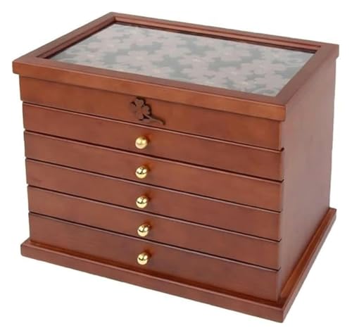 YHDMBBSHNB Schmuckkästchen, Schmuckschatulle aus Holz, Sechsschichtige Aufbewahrungsbox aus Holz for Ringe, Ohrringe, Halsketten und Armbänder(B) von YHDMBBSHNB