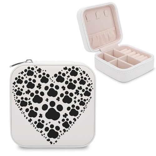 YHEGBFD Leder-Schmuckschatulle, Hundepfotenabdruck, Herz-Druck, Schmuck-Reiseetui, Geschenkboxen, personalisierte Schmuckschatulle für Damen YHEGBFD Leder-Schmuckschatulle, Hundepfotenabdruck, Herz-Druck, Schmuck-Reiseetui, Geschenkboxen, personalisierte Schmuckschatulle für Damen von YHEGBFD