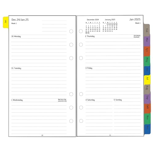 2025 Wochenplaner Einlage Personal A6, 6 Löcher, 1 Woche 2 Seiten mit Tabs, Extra Budget Notizen Kontakt, Jan.25-Dez 25, Dicker Papier, 100 gsm, Kalendereinlagen 9,5x17,1cm 2025 Wochenplaner Einlage Personal A6, 6 Löcher, 1 Woche 2 Seiten mit Tabs, Extra Budget Notizen Kontakt, Jan.25-Dez 25, Dicker Papier, 100 gsm, Kalendereinlagen 9,5x17,1cm von YHH