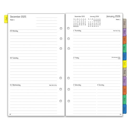 2026 Wochenplaner Einlage Personal A6, 6 Löcher, 1 Woche 2 Seiten mit Tabs, Passwort, Notizen, Kontakt, Januar.26 bis Dezember.26, 100 GSM, Kalendereinlagen für Kalender 2026 Planer, 95x171mm 2026 Wochenplaner Einlage Personal A6, 6 Löcher, 1 Woche 2 Seiten mit Tabs, Passwort, Notizen, Kontakt, Januar.26 bis Dezember.26, 100 GSM, Kalendereinlagen für Kalender 2026 Planer, 95x171mm von YHH