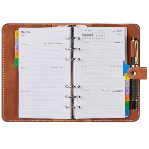 Kalender 2026 Personal A6, Terminplaner/Wochenplaner Ringbuch mit Monatsregistern, Passwort Notizen Kontakt, Stiftschlaufe, Softcover Taschenkalender, Klein Planer Organizer Nachfüllbar, Jan-Dez Kalender 2026 Personal A6, Terminplaner/Wochenplaner Ringbuch mit Monatsregistern, Passwort Notizen Kontakt, Stiftschlaufe, Softcover Taschenkalender, Klein Planer Organizer Nachfüllbar, Jan-Dez von YHH