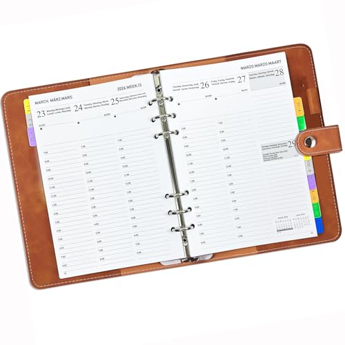 Kalender 2026 Ringbuch A5 Nachfüllbar, Terminplaner/Wochenplaner mit Tabs, Tasche, Stiftschlaufe, Vertikal, PU Leder Softcover, Jan.26-Dez.26, Buchkalender Planer Terminkalender Organizer Kalender 2026 Ringbuch A5 Nachfüllbar, Terminplaner/Wochenplaner mit Tabs, Tasche, Stiftschlaufe, Vertikal, PU Leder Softcover, Jan.26-Dez.26, Buchkalender Planer Terminkalender Organizer von YHH