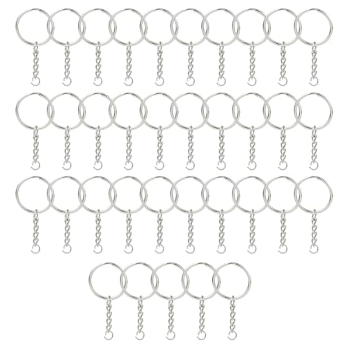 YHIJSR 35 Stück Schlüsselring mit Spaltringe für Schlüssel Handwerk DIY, Schlüsselringe Rostfreies Silber Keyring Chain SprungRing 25mm von YHIJSR