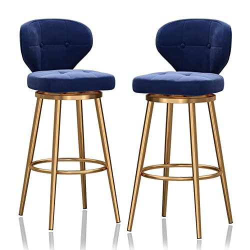 YHKJLYH Barhocker 2er-Set, gepolsterte Barhocker aus Samtstoff für Kücheninseln, 75 cm Sitzhöhe, Barhocker, Barstühle mit Rückenlehne, Blau YHKJLYH Barhocker 2er-Set, gepolsterte Barhocker aus Samtstoff für Kücheninseln, 75 cm Sitzhöhe, Barhocker, Barstühle mit Rückenlehne, Blau von YHKJLYH