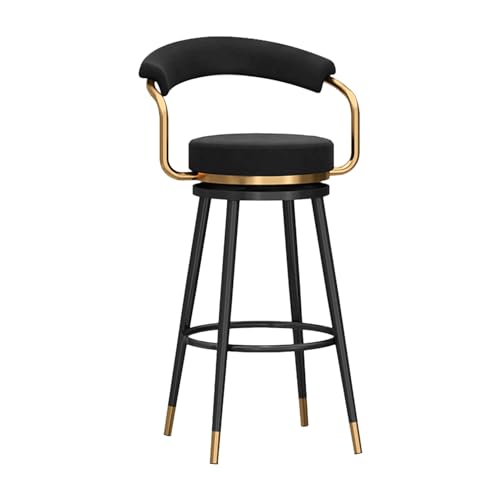 YHKJLYH Barhocker in Thekenhöhe, 1er-Set, 360° drehbar, 65 cm hoch, gepolsterter Barhocker mit Rückenlehne, Schwarze Metallbeine mit Fußstütze, Barstühle aus Samtstoff für Kücheninsel, Esszimmer – S YHKJLYH Barhocker in Thekenhöhe, 1er-Set, 360° drehbar, 65 cm hoch, gepolsterter Barhocker mit Rückenlehne, Schwarze Metallbeine mit Fußstütze, Barstühle aus Samtstoff für Kücheninsel, Esszimmer – S von YHKJLYH