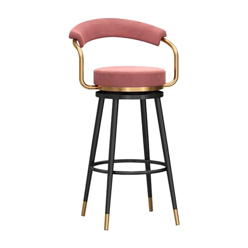 YHKJLYH Barhocker in Thekenhöhe, 1er-Set, 360° drehbare Barhocker mit niedriger Rückenlehne, mit Samtstoff gepolsterte Thekenstühle, Schwarze Metallbeine, 65 cm hohe Sitzfläche, Rosa YHKJLYH Barhocker in Thekenhöhe, 1er-Set, 360° drehbare Barhocker mit niedriger Rückenlehne, mit Samtstoff gepolsterte Thekenstühle, Schwarze Metallbeine, 65 cm hohe Sitzfläche, Rosa von YHKJLYH