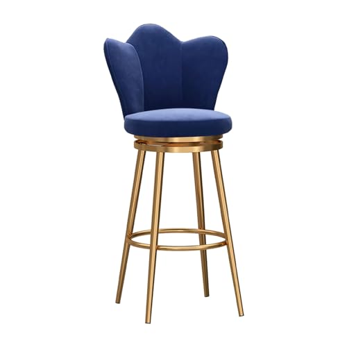 YHKJLYH Barhocker in Thekenhöhe, 1er-Set, Moderne Thekenhocker mit Rückenlehne, Goldfarbene Metallrahmen, mit Samtstoff gepolsterte Akzent-Barhocker für Kücheninsel, Sitzhöhe 65 cm, blau YHKJLYH Barhocker in Thekenhöhe, 1er-Set, Moderne Thekenhocker mit Rückenlehne, Goldfarbene Metallrahmen, mit Samtstoff gepolsterte Akzent-Barhocker für Kücheninsel, Sitzhöhe 65 cm, blau von YHKJLYH